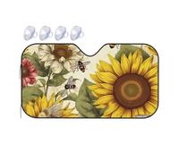 Windshield Sun Shade Foldable Car Sunshade for Front Window Auto Interior Cover Bees Sunflowers Daisy Rose Flowers Sun Visor Protector Window Sun Blocker to Keeps Your Vehicle Cool Medium