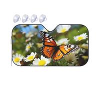 Windshield Sun Shade Foldable Car Sunshade for Front Window Auto Interior Cover Butterfly on Daisy Flower Sun Visor Protector Window Sun Blocker to Keeps Your Vehicle Cool Medium
