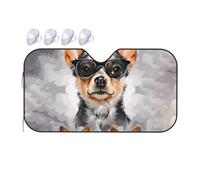 Windshield Sun Shade Foldable Car Sunshade for Front Window Auto Interior Cover Chihuahua Dog Glasses Sun Visor Protector Window Sun Blocker to Keeps Your Vehicle Cool Medium