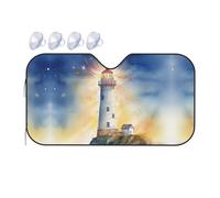 Windshield Sun Shade Foldable Car Sunshade for Front Window Auto Interior Cover Watercolor Lighthouse Fantasy Light Sun Visor Protector Window Sun Blocker to Keeps Your Vehicle Cool Medium
