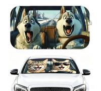 Windshield Sun Shade, Funny Driving Dog Heat Reflective Foldable Cover