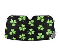 Windshield Sun Shade Green Shamrocks Clovers Black, Foldable Car Windshield Protector from Heat, Front Window Cover (53×23.5 Inch)
