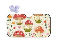 Windshield Sun Shade Keep Vehicle Cool, Cartoon Mushroom Cute Flowers Grass Auto Shade for Car Truck SUV Van Blocks UV Rays Sun Visor Protector