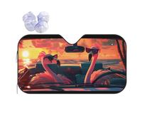Windshield Sun Shade Keep Vehicle Cool, Flamingo Sunset Tropical Animal Pattern Auto Shade for Car Truck SUV Van Blocks UV Rays Sun Visor Protector
