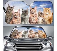 Windshield Sun Shade Maine Coon Cat Family Blue Sky Car Window Covers S