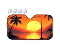Windshield Sun Shade Palm Trees Silhouetted Against A Vibrant Sunset Sky Car Windshield Sunshade Windshield Sunshade Car Window Covers(70x130cm)