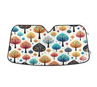Windshield Sun Shade Playful Trees, Foldable Front Window Cover, Sun Cover for Car Windshield - 55×27.6 Inches