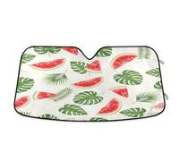 Windshield Sun Shade Red Watermelon Tropical Leaves, Foldable Heatshield Sunshade, Front Window Cover (53×23.5 Inch)