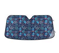 Windshield Sun Shade Rockets Blue, Foldable Windshield Heat Shield, Front Window Cover - 57×31.5 Inches