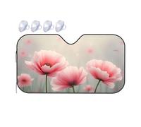Windshield Sun Shade Romantic Pink Poppy Garden Car Windshield Sunshade Windshield Sunshade Umbrella Car Shade Front Winds(76x140cm)