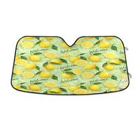 Windshield Sun Shade Sliced Lemons Green Leaves, Foldable Front Window Cover, Car Windshield Heat Protector - 57×31.5 Inch