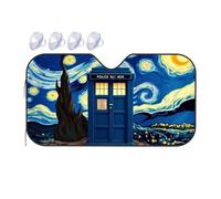Windshield Sun Shade Starry Night With The Tardis Car Windshield Sunshade Windshield Sunshade Umbrella Car Shade Front Winds(70x130cm)