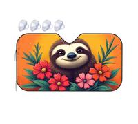 Windshield Sun Shade Tree Sloth With Flowers: A Cute Nature Scene Car Windshield Sunshade Umbrella Windshield Sun Shade Car Shade(76x140cm)