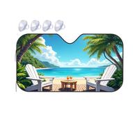 Windshield Sun Shade Two Chairs On A Wooden Deck Overlooking A Tropical Beach With Palm Trees Car Windshield Sunshade Sunshade Sun Shade For Car Window(76x140cm)