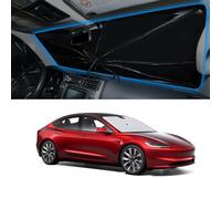 Windshield Sun Shade Umbrella Custom Fit 2012-2024 2025 Tesla Model S Accessories (Fit Long Range/LR Model) Foldable Sunshade Sun Blocker Visor Protector