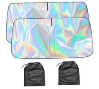 Windshield Sun Shade UV Protection Foldable Windshield Sunshade 4 Layer Heat Insulation Aluminium Foil & Non-Woven Car Window Shades with Storage Bag, Large