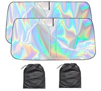 Windshield Sun Shade UV Protection Foldable Windshield Sunshade 4 Layer Heat Insulation Aluminium Foil & Non-Woven Car Window Shades with Storage Bag, Large Car Window Shades Covers