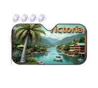 Windshield Sun Shade Victoria: Tropical Paradise With Palm Trees And Boats On The Wate Car Windshield Sunshade Windshield Cover Sun Shade Windshield Sun Shade(76x140cm)