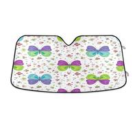 Windshield Sun Shade Whimsical Butterflies Purple, Foldable Car Reflector Sun Shade, Front Window Cover - 55×27.6 Inch