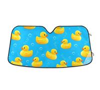 Windshield Sun Shade Yellow Ducks Bubbles Blue, Foldable Front Window Cover, Car Windshield Heat Protector - 53×23.5 Inches M