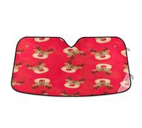 Windshield Sunshade Christmas Animal Red, Foldable Front Window Cover, Car Windshield Insulation Cover - 55×27.6 Inches