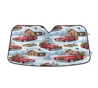 Windshield Sunshade Christmas Vintage Red Trucks, Foldable Car Windshield Cover, Front Window Cover - 55×27.6 Inch