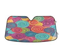 Windshield Sunshade Colorful Circles Vintage, Foldable Front Window Cover, Sun Cover for Car Windshield - 53×23.5 Inches