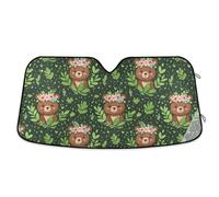 Windshield Sunshade Cute Brown Bears Green, Foldable Windshield Sun Visor, Front Window Cover (53×23.5 Inch) M
