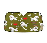 Windshield Sunshade Cute Dogs Green, Foldable Windshield Heat Shield, Front Window Cover - 55×27.6 Inch