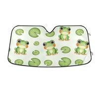 Windshield Sunshade Cute Frogs Green, Foldable Windshield Sun Visor, Front Window Cover (53×23.5 Inch)