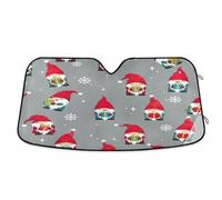 Windshield Sunshade Cute Gnomes Red Hats Grey, Foldable Front Window Cover, Car Sunscreen - 53×23.5 Inches