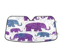 Windshield Sunshade Cute Purple Elephants Purple Blue, Foldable Front Window Cover, Sun Cover for Car Windshield - 55×27.6 Inches