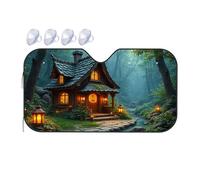 Windshield Sunshade Enchanted Forest Cottage At Dusk Car Windshield Sunshade Blackout Shade Window Sun Shade For Car(76x140cm)