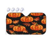 Windshield Sunshade for Cars Auto Truck Van RVs,Autumn Fall Pumpkin Leaf On Black Car Front Windscreen Sun Shield Foldable Sun Visor,130x70cm