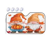 Windshield Sunshade for Cars Auto Truck Van RVs,Fall Gnomes Pumpkin Maple Leaf Car Front Windscreen Sun Shield Foldable Sun Visor,130x70cm