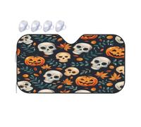Windshield Sunshade for Cars Auto Truck Van RVs,Halloween Horror Skull Botanical Leaf Car Front Windscreen Sun Shield Foldable Sun Visor,130x70cm