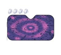 Windshield Sunshade for Cars Auto Truck Van RVs,Music Notes On Purple Tie-Dye Car Front Windscreen Sun Shield Foldable Sun Visor,140x76cm