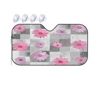 Windshield Sunshade for Cars Auto Truck Van RVs,Pink Daisy Floral On gray Abstract Art Car Front Windscreen Sun Shield Foldable Sun Visor,140x76cm