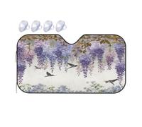 Windshield Sunshade for Cars Auto Truck Van RVs,Purple Flower Plant Vines On The Top Car Front Windscreen Sun Shield Foldable Sun Visor,130x70cm