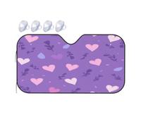 Windshield Sunshade for Cars Auto Truck Van RVs,Valentines Day Love Heart On Purple Car Front Windscreen Sun Shield Foldable Sun Visor,140x76cm