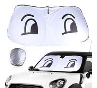Windshield Sunshade for Mini Cooper with Union Jack Design | 59 x 27.5 Inches (150 x 70 cm) Compatible with R55, R56, R57, R58, R59, R60, R61, F54, F55, F56, F60 Models (2007-Onwards) (Cute Big Eye)