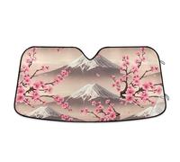 Windshield Sunshade Japanese Pink Cherry Blossom, Foldable Heatshield Sunshade, Front Window Cover (53×23.5 Inch)