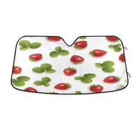 Windshield Sunshade Red Strawberries, Foldable Car Windshield Protector from Heat, Front Window Cover (53×23.5 Inch)