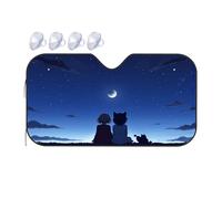 Windshield Sunshade Two Friends Under The Moonlight Car Windshield Sunshade Car Window Shades For Side Window Windshield Sun S(76x140cm)