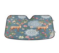 Windshield Sunshade Vintage Deer Floral, Foldable Car Windshield Protector from Heat, Front Window Cover - 57×31.5 Inches