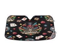 Windshield Sunshade Vintage Skeleton Feathers Black, Foldable Windshield Sun Visor, Front Window Cover - 57×31.5 Inches