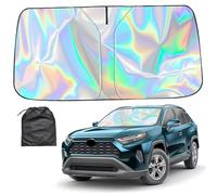 Windshield Sunshade, Windshield Sun Shade UV Protection Foldable Sunshade 4 Layer Heat Insulation Aluminium Foil & Non-Woven Car Window Shades with Storage Bag, Car Window Shades, L