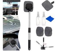 Windshield Window Cleaner Tool Windshield Wow Magnetic Car Window Cleaner Expandable Car Window Cleaner With Reusable Microfiber Pads And Spray Bottles Car Home Window Cleaning Supplies (1 Set)