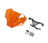 Windshield Windscreen Wind Deflector Motorcycle Motorcycle Deflector | For Duke 390 250 125 2017-2023 PC Plastics Dark Smoke/Light Smoke spoiler fairing deflector(Orange)