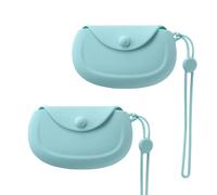 WINDSIUUU Silicone Retainer Case with Lanyard, 2Pack Portable Cute Travel Retainer Holder Braces Aligner Case with Vent Holes for Girls Women Kids Travel Denture Night Guard Container (Green)